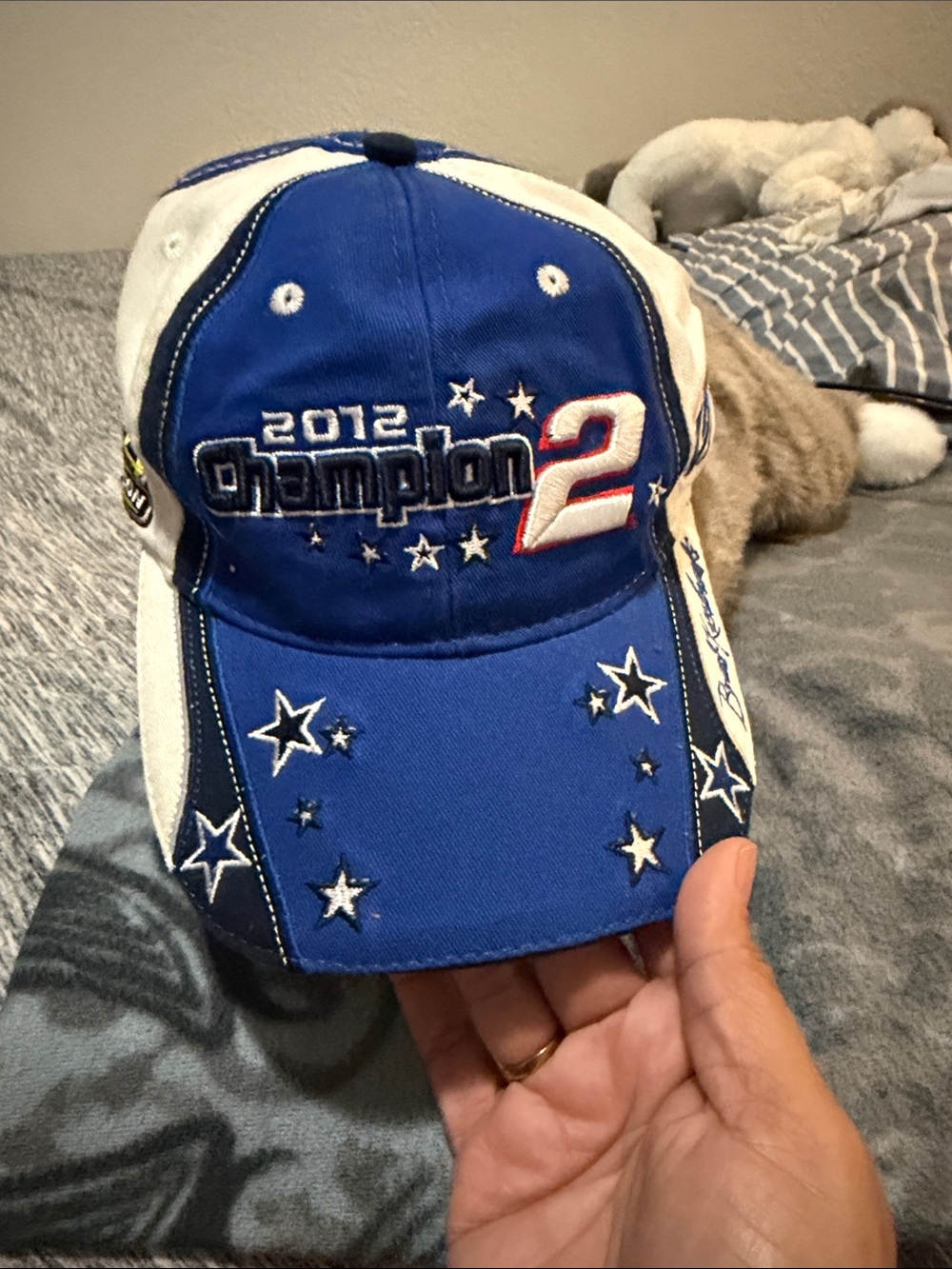 Nascar 2012 Champion 2 Blue and White Star Cap